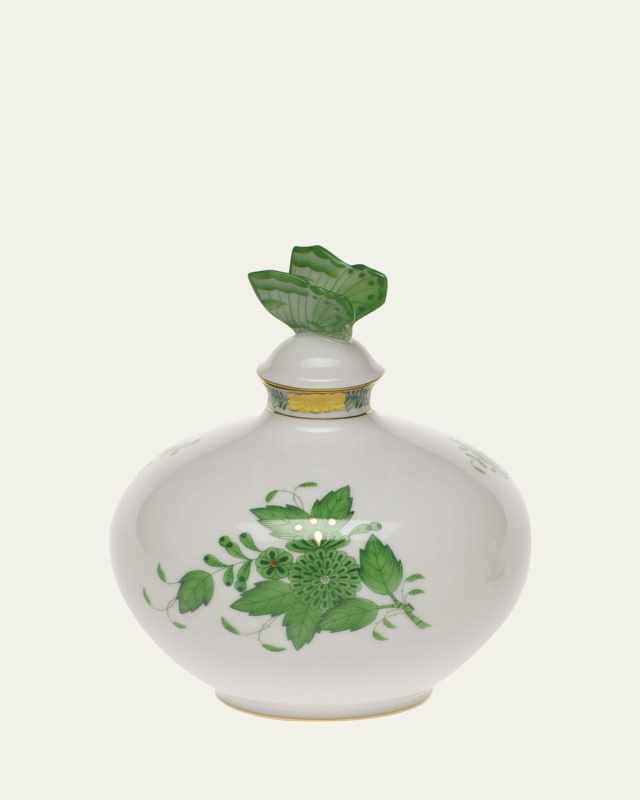 Chinese Bouquet Green Perfume Bottle with Butterfly